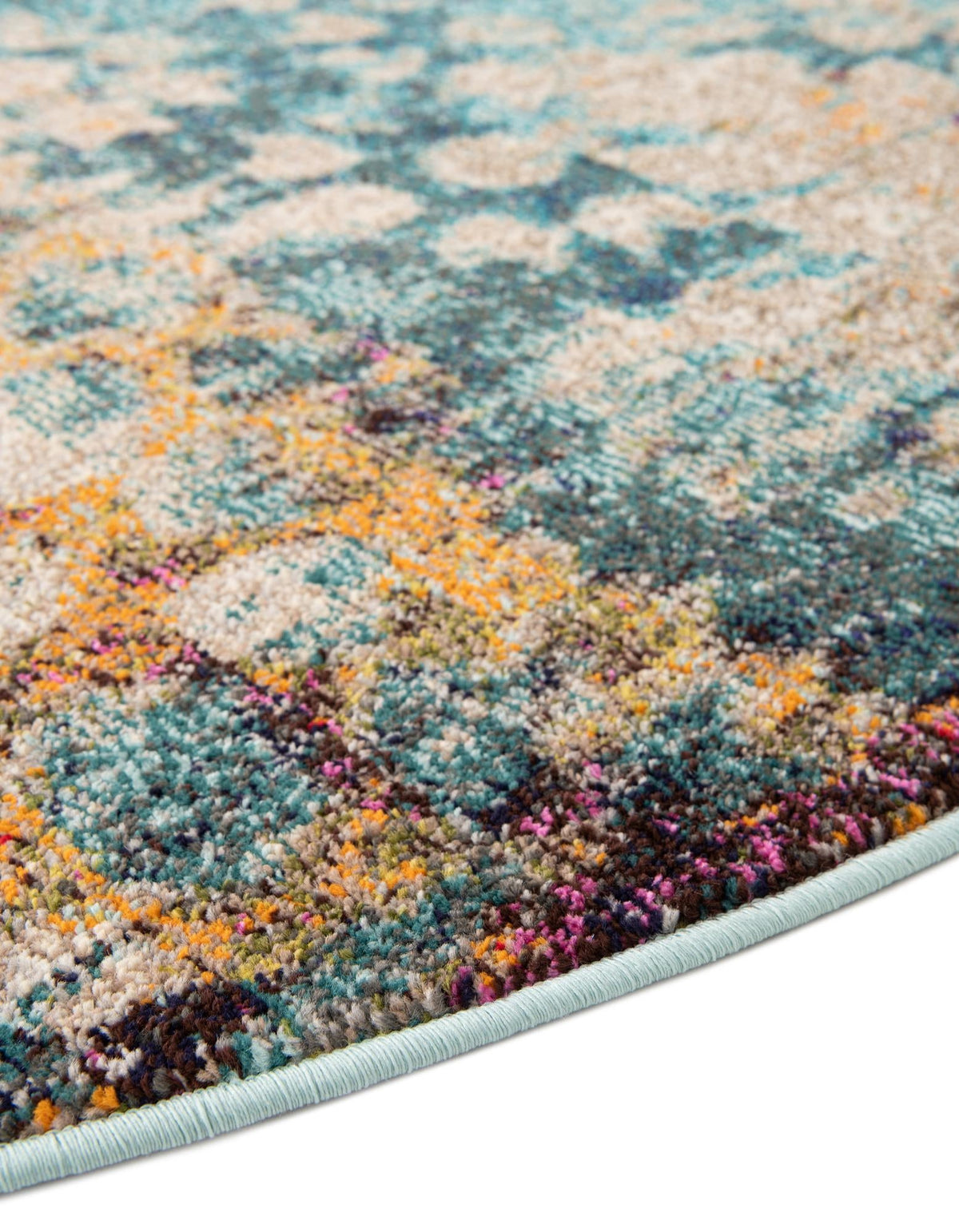 Venetian Tapestry Collection Area Rug - Murano Round Blue  lifestyle 174