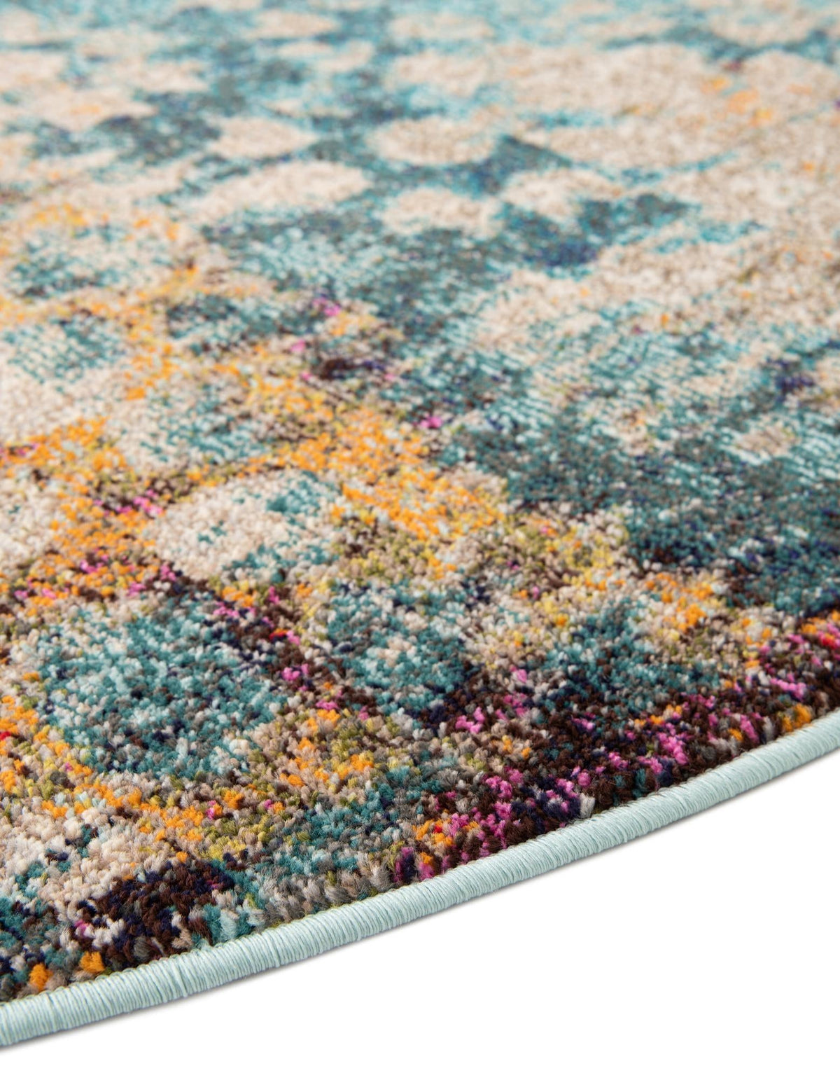 Venetian Tapestry Collection Area Rug - Murano Round Blue  lifestyle 186