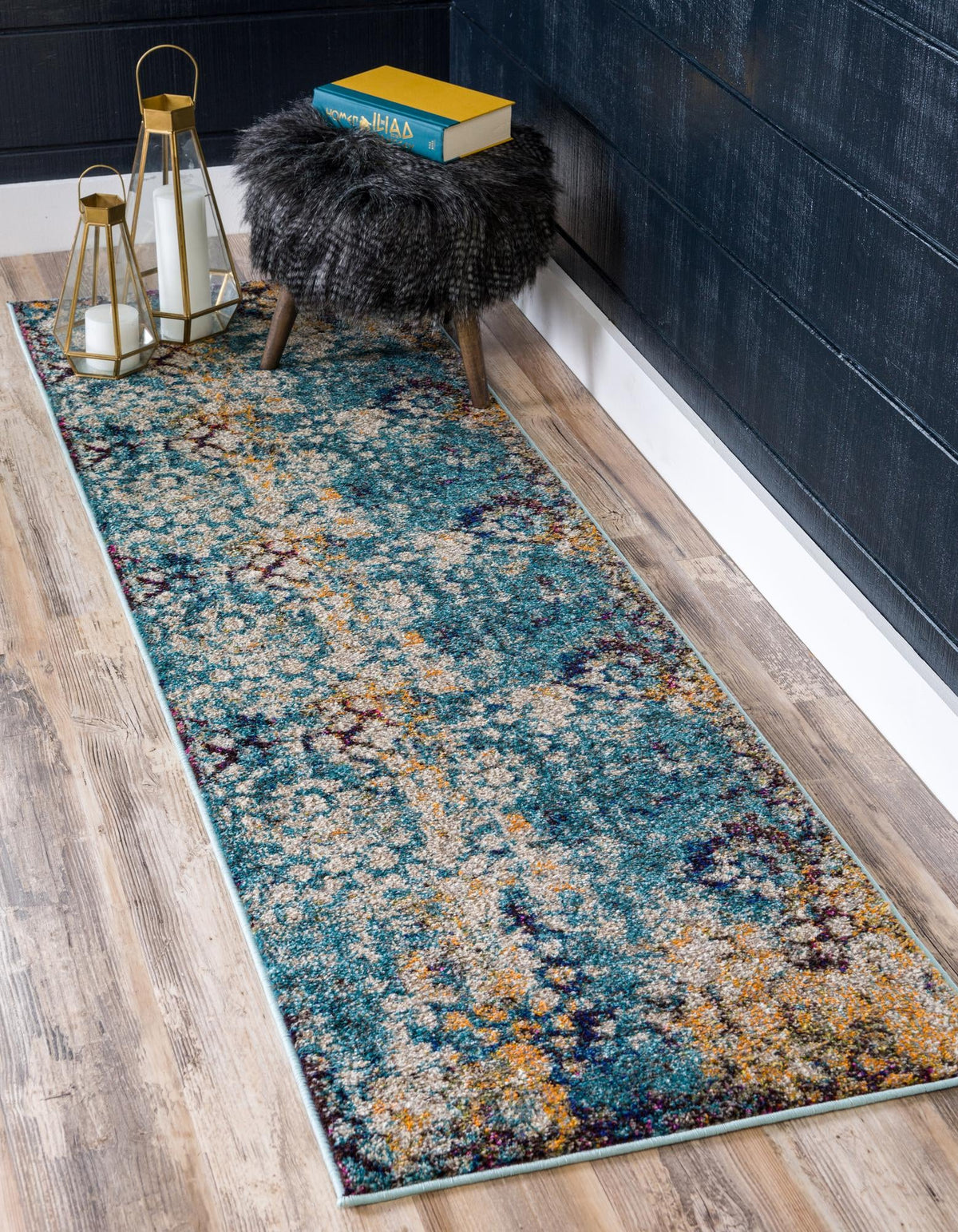 Venetian Tapestry Collection Area Rug - Murano Runner Blue  lifestyle 109