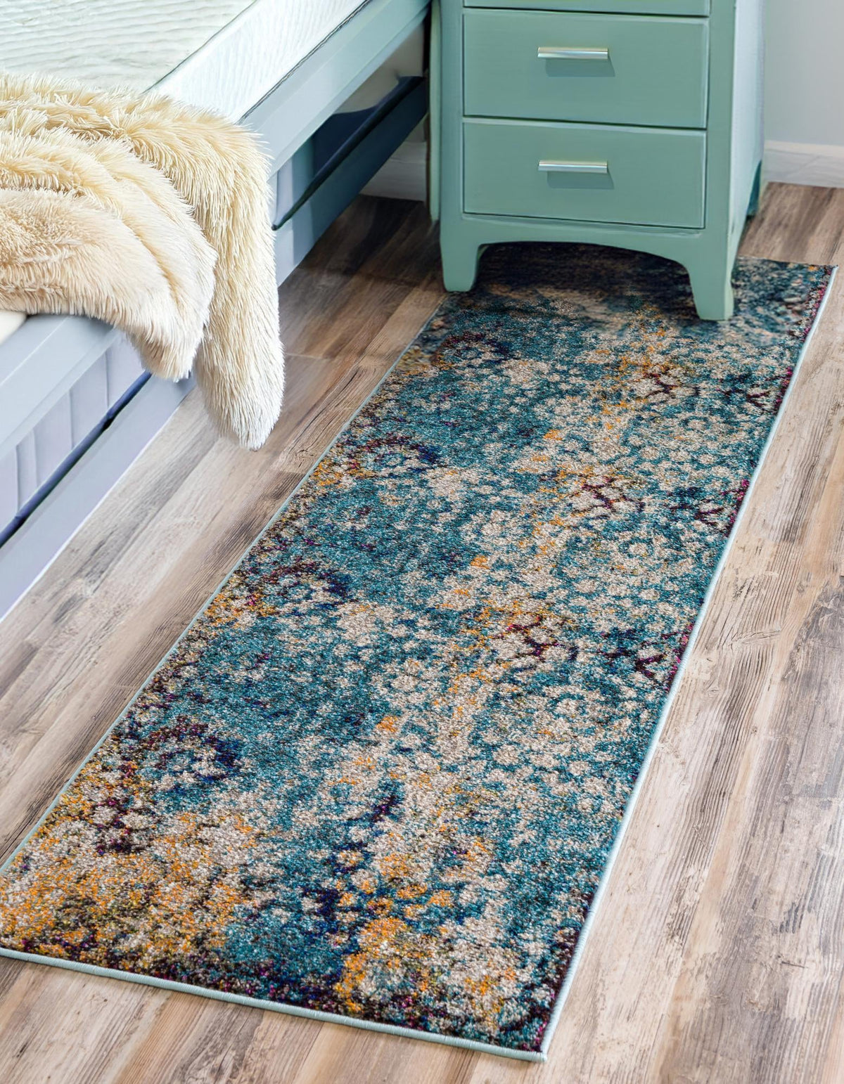Venetian Tapestry Collection Area Rug - Murano Runner Blue  lifestyle 169