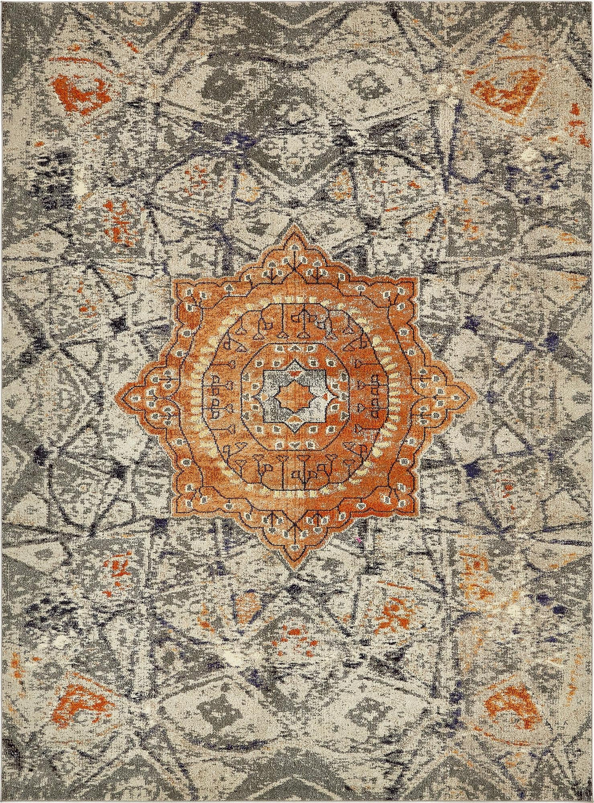 Venetian Tapestry Collection Area Rug -  Torcello Rectangle Gray Main