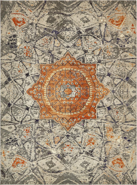 Venetian Tapestry Collection Area Rug -  Torcello Rectangle Gray Main