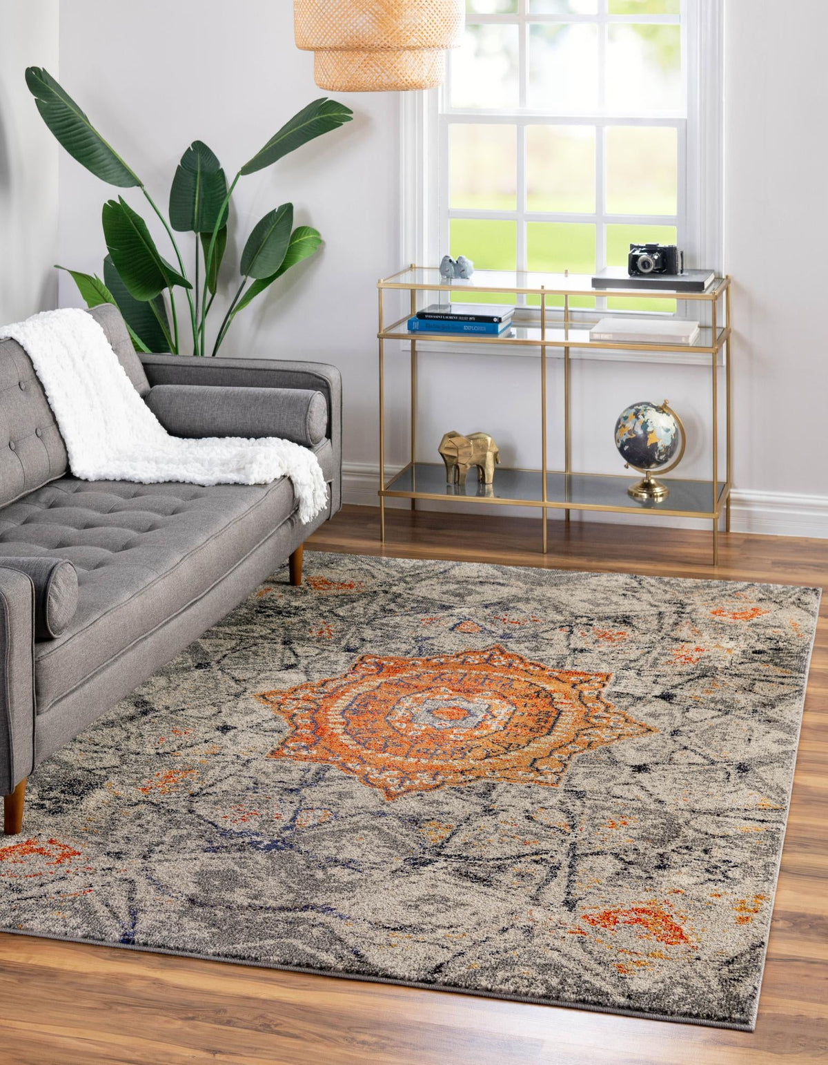 Venetian Tapestry Collection Area Rug -  Torcello Rectangle Gray  lifestyle 2