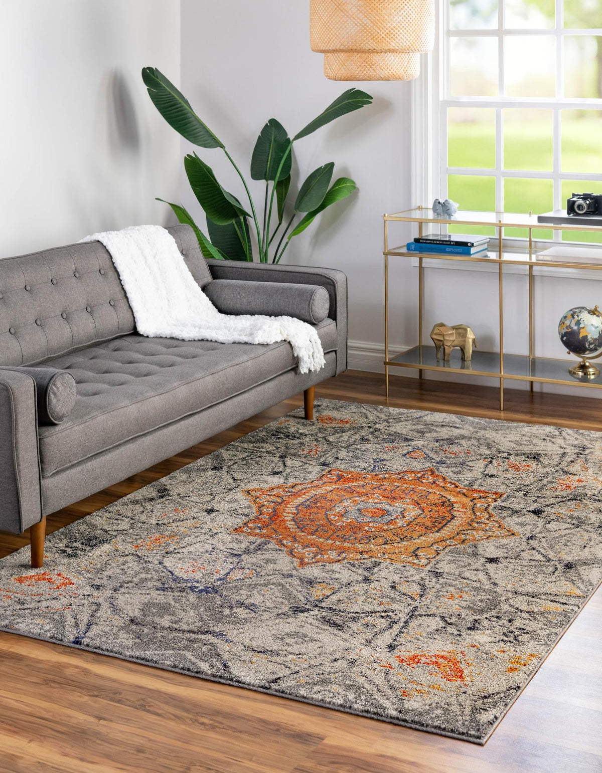 Venetian Tapestry Collection Area Rug -  Torcello Rectangle Gray  lifestyle 3