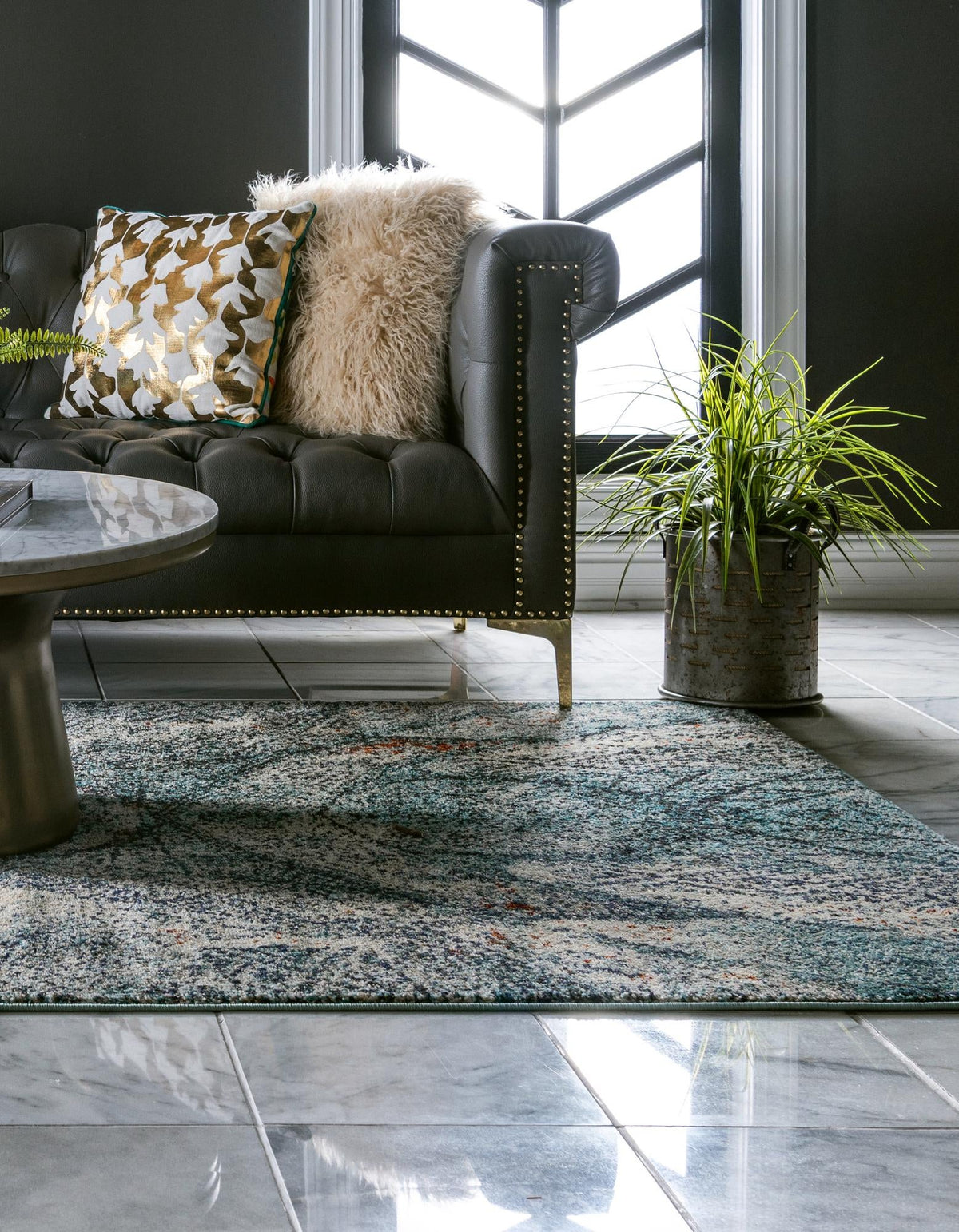 Venetian Tapestry Collection Area Rug -  Lido Rectangle Blue  lifestyle 4