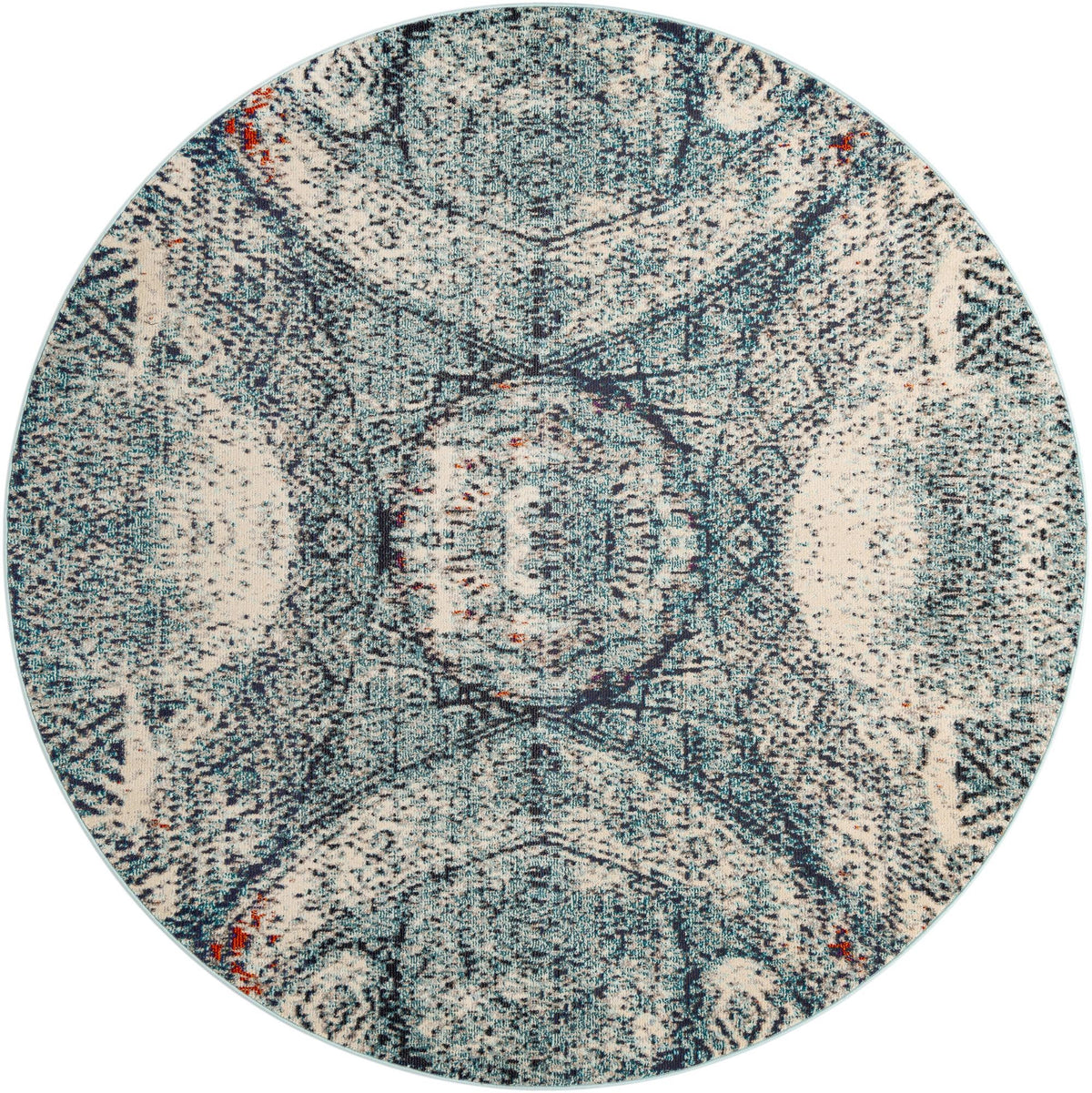 Venetian Tapestry Collection Area Rug -  Lido Round Blue  lifestyle 16