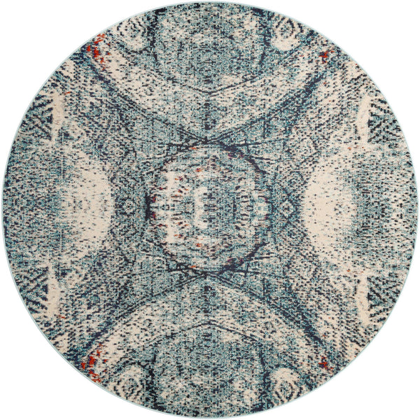Venetian Tapestry Collection Area Rug -  Lido Round Blue  lifestyle 16