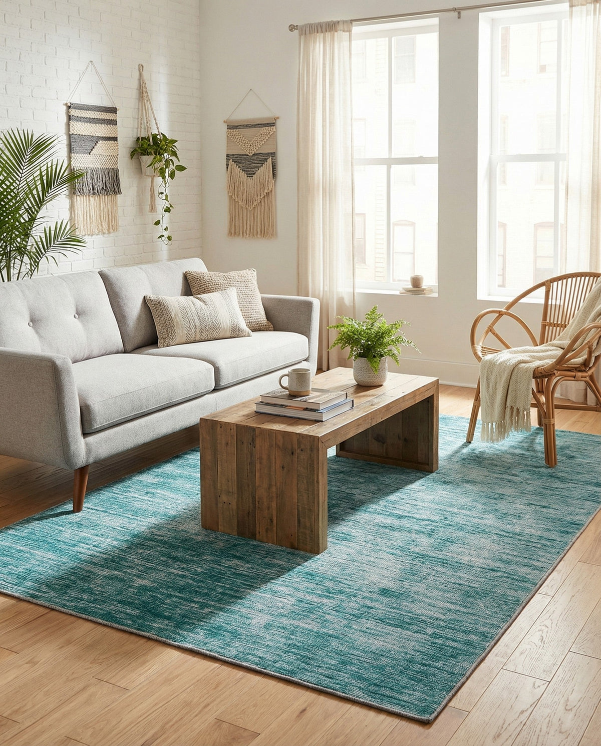 Sahara Essence Collection Area Rug - Oasis (Teal) Rectangle Teal  lifestyle 14