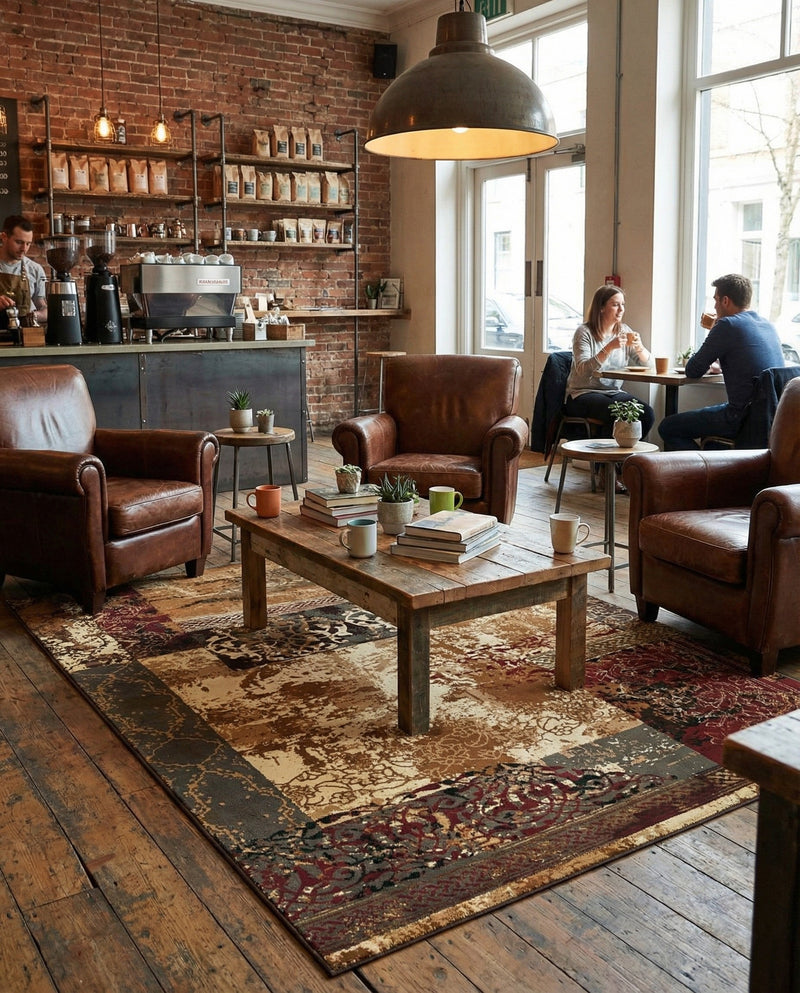 Bistro Lounge Collection Area Rug -  Latte Rectangle Beige  lifestyle 3