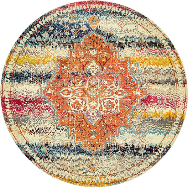 Venetian Tapestry Collection Area Rug -  Rialto Round Multi  lifestyle 16