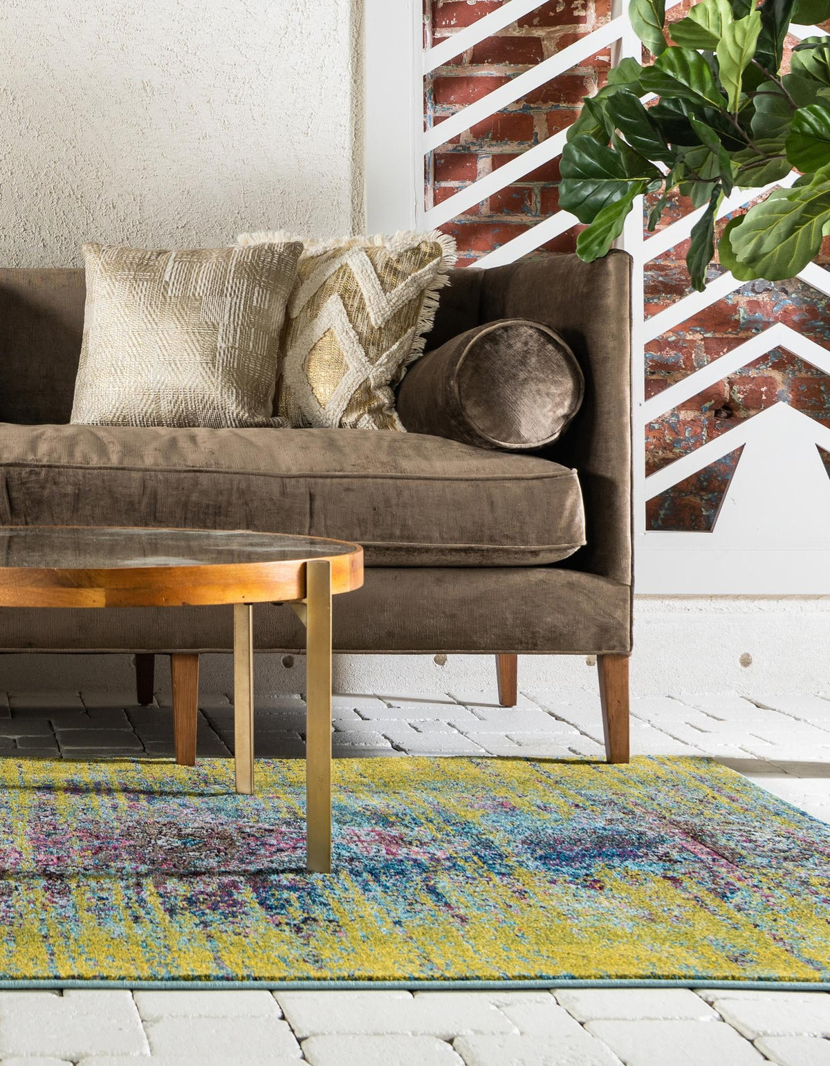 Venetian Tapestry Collection Area Rug -  Giudecca Rectangular Green  lifestyle 38
