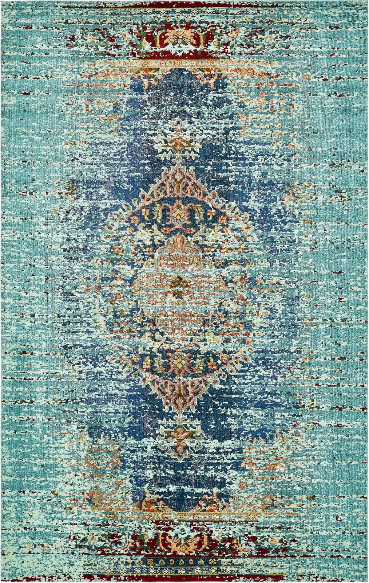Venetian Tapestry Collection Area Rug -  Giudecca Rectangular Turquoise  lifestyle 15