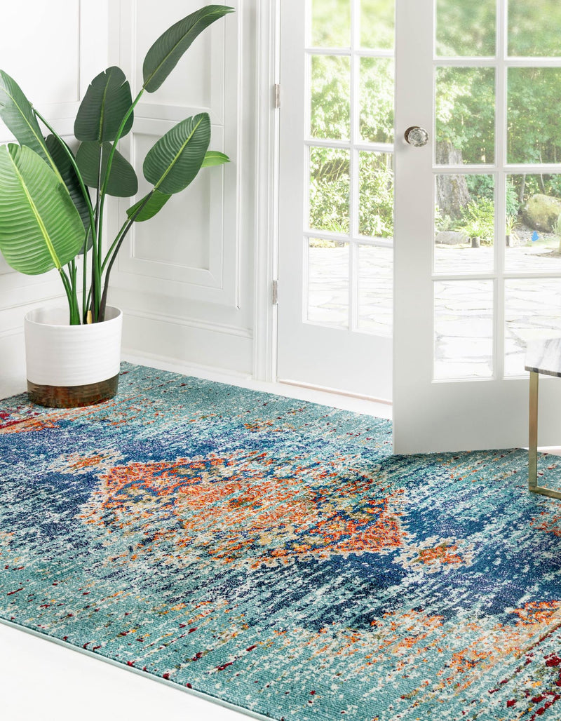 Venetian Tapestry Collection Area Rug -  Giudecca Rectangle Turquoise  lifestyle 3