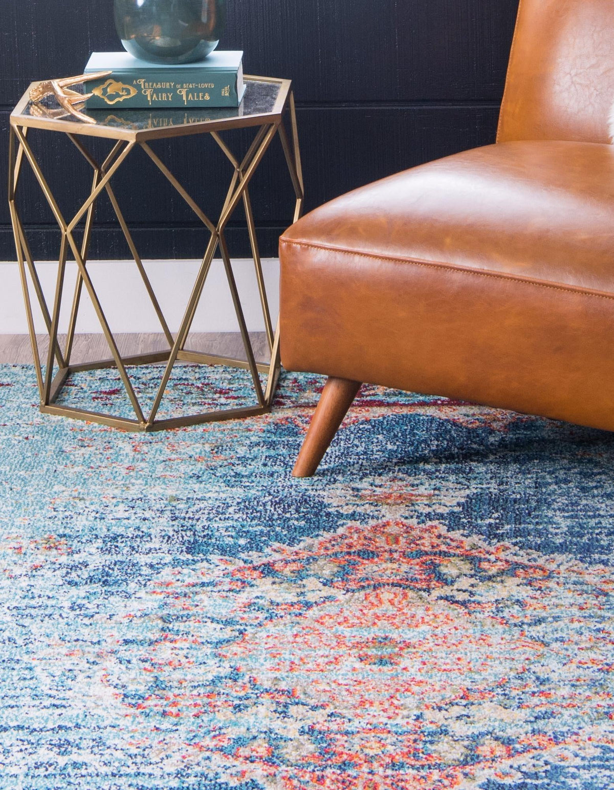 Venetian Tapestry Collection Area Rug -  Giudecca Rectangle Turquoise  lifestyle 19