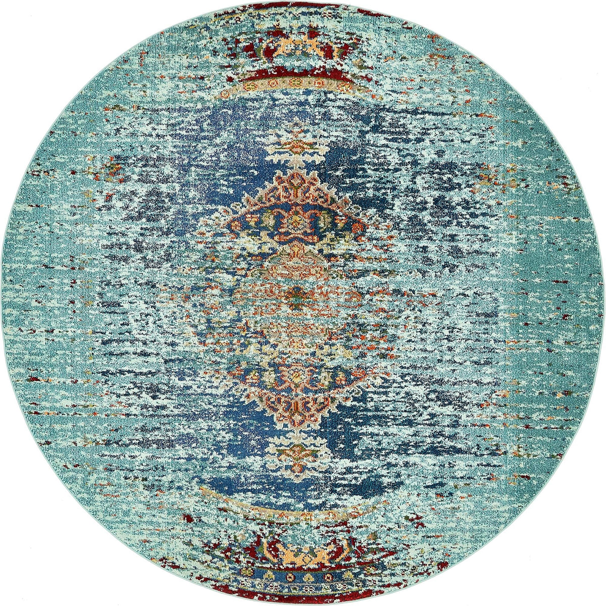 Venetian Tapestry Collection Area Rug -  Giudecca Round Turquoise  lifestyle 16