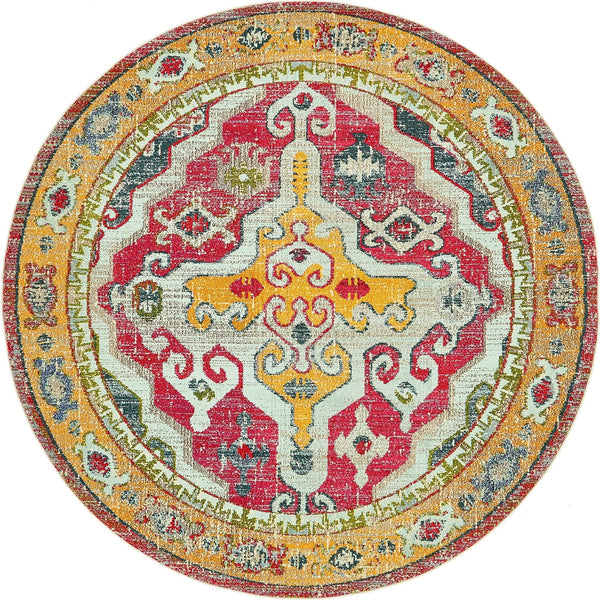 Venetian Tapestry Collection Area Rug -  Cannaregio Round Multi  lifestyle 12