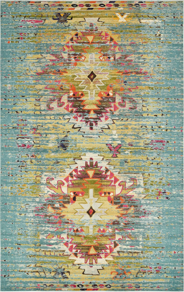 Venetian Tapestry Collection Area Rug -  SanMarco Rectangular Turquoise  lifestyle 15
