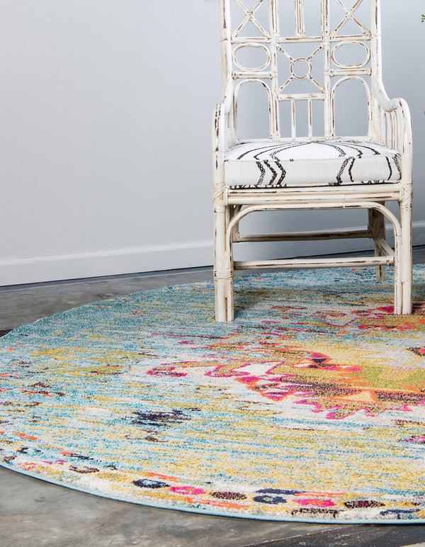 Venetian Tapestry Collection Area Rug -  SanMarco Round Turquoise  lifestyle 32