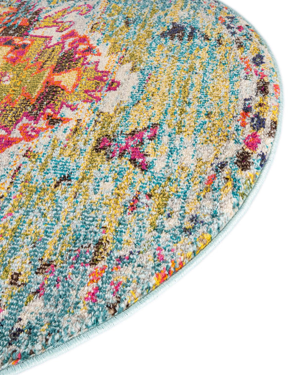 Venetian Tapestry Collection Area Rug -  SanMarco Round Turquoise  lifestyle 44