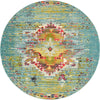 Venetian Tapestry Collection Area Rug -  SanMarco Round Turquoise  lifestyle 16