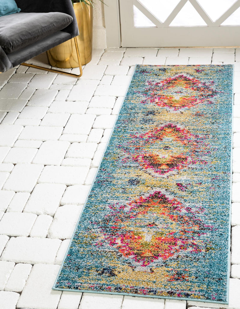 Venetian Tapestry Collection Area Rug -  SanMarco Runner Turquoise  lifestyle 21