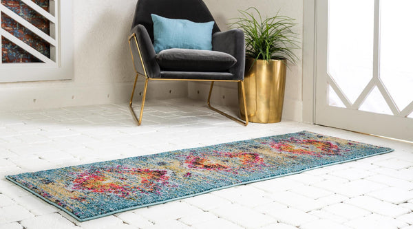 Venetian Tapestry Collection Area Rug -  SanMarco Runner Turquoise  lifestyle 25