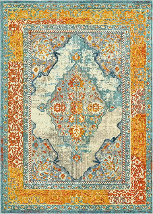 Venetian Tapestry Collection Area Rug -  Accademia Rectangle Blue Main