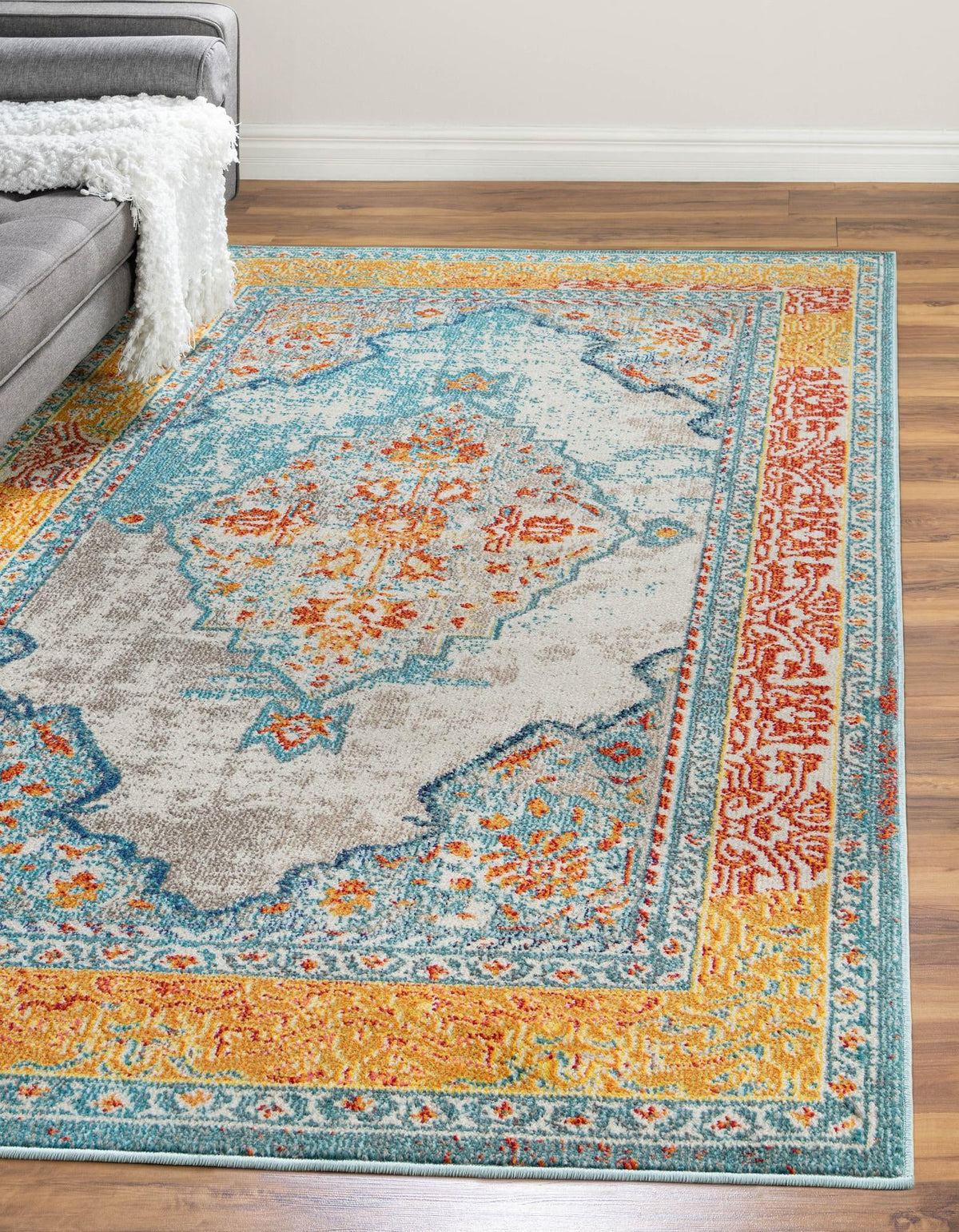 Venetian Tapestry Collection Area Rug -  Accademia Rectangle Blue  lifestyle 2