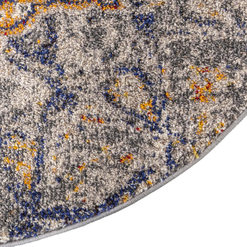 Venetian Tapestry Collection Area Rug -  Torcello Round Gray  lifestyle 30