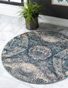 Venetian Tapestry Collection Area Rug -  Lido Round Blue  lifestyle 19