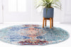 Venetian Tapestry Collection Area Rug -  Giudecca Round Turquoise  lifestyle 28