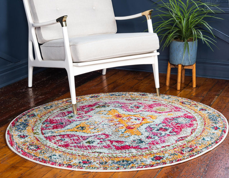 Venetian Tapestry Collection Area Rug -  Cannaregio Round Multi  lifestyle 18