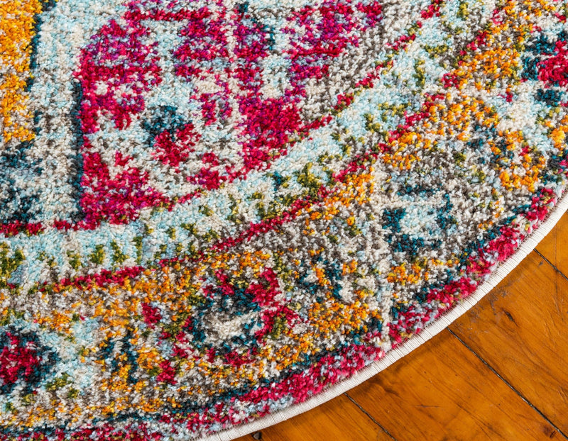 Venetian Tapestry Collection Area Rug -  Cannaregio Round Multi  lifestyle 36