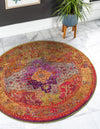 Venetian Tapestry Collection Area Rug -  Salute Round Multi  lifestyle 31