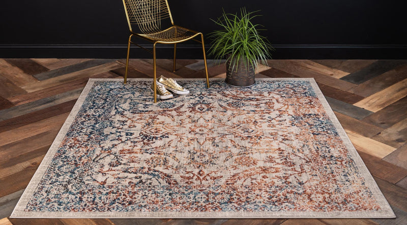 Copenhagen Dahlia Collection Area Rug -  Østerbro Square Beige  lifestyle 15