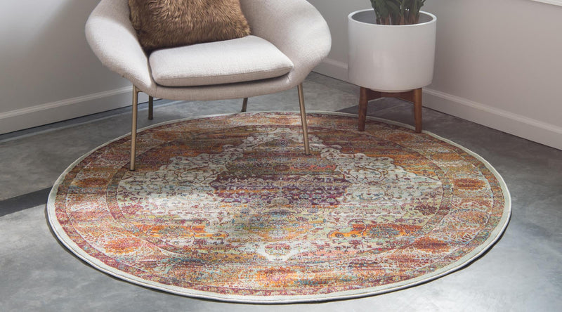 Caribbean Breeze Collection Area Rug -  Oracabessa Round Cream  lifestyle 10
