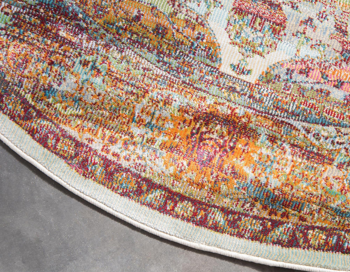 Caribbean Breeze Collection Area Rug -  Oracabessa Round Cream  lifestyle 14
