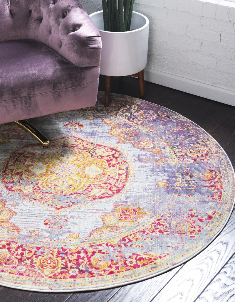 Caribbean Breeze Collection Area Rug -  Palm Round Multi  lifestyle 8