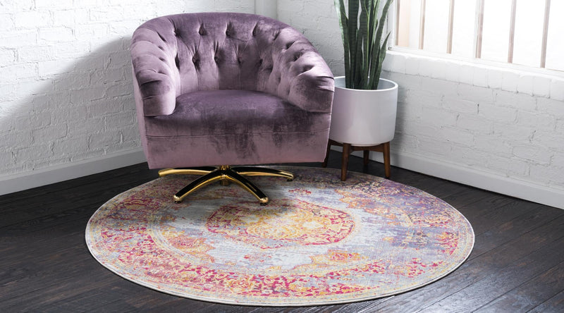 Caribbean Breeze Collection Area Rug -  Palm Round Multi  lifestyle 10