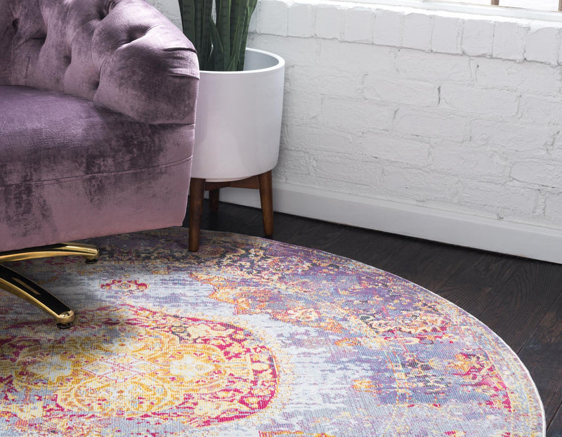 Caribbean Breeze Collection Area Rug -  Palm Round Multi  lifestyle 12