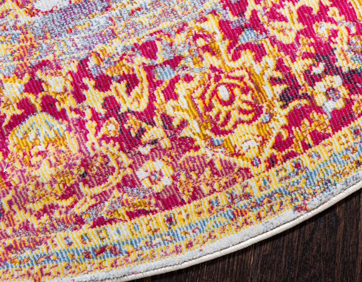 Caribbean Breeze Collection Area Rug -  Palm Round Multi  lifestyle 14