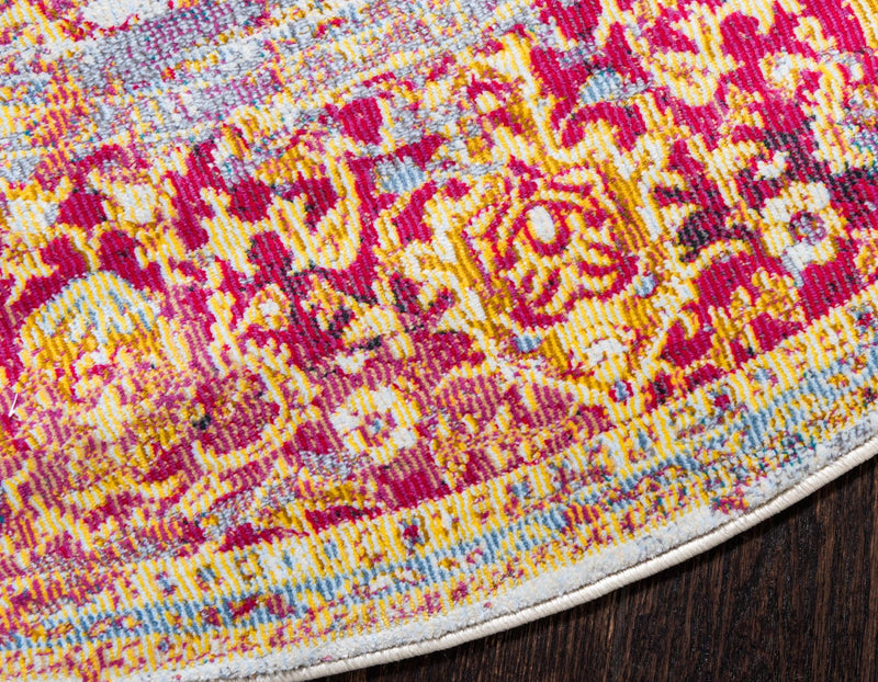 Caribbean Breeze Collection Area Rug -  Palm Round Multi  lifestyle 14