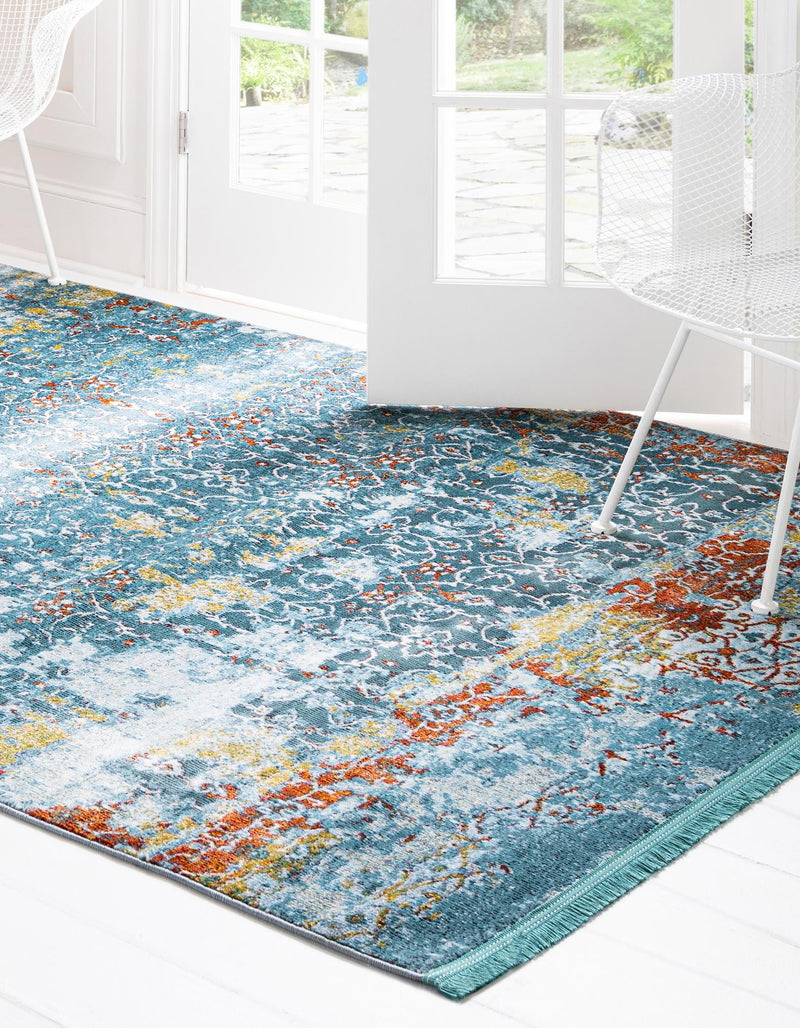 Caribbean Breeze Collection Area Rug -  Quantic Rectangle Blue  lifestyle 3