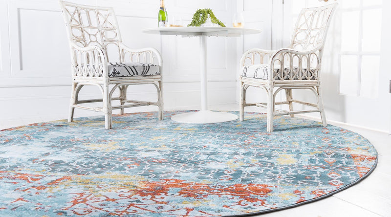 Caribbean Breeze Collection Area Rug -  Quantic Round Blue  lifestyle 12