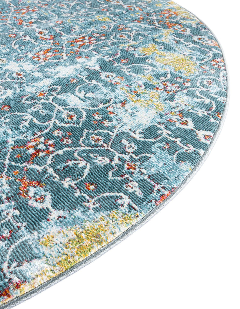 Caribbean Breeze Collection Area Rug -  Quantic Round Blue  lifestyle 26