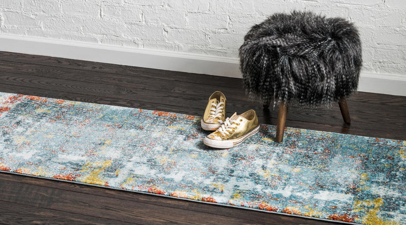 Caribbean Breeze Collection Area Rug -  Quantic Runner Blue  lifestyle 11