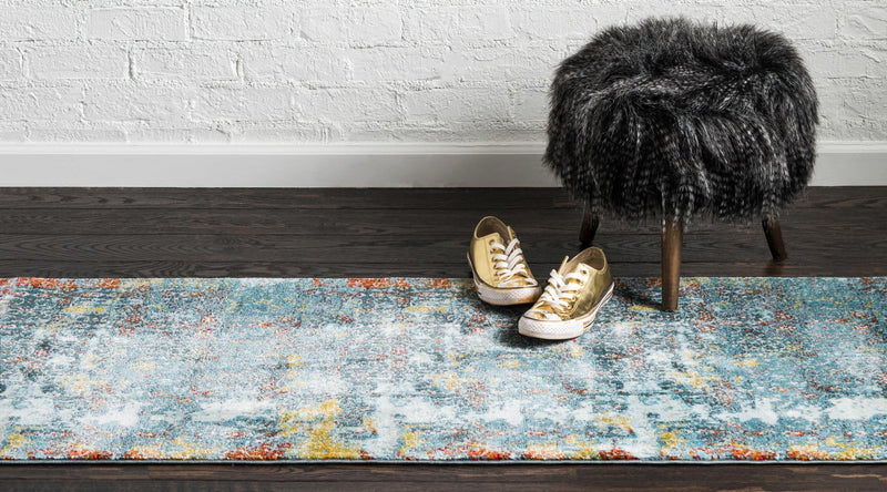 Caribbean Breeze Collection Area Rug -  Quantic Runner Blue  lifestyle 13