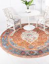 Caribbean Breeze Collection Area Rug -  Vieques Round Rust Red  lifestyle 46