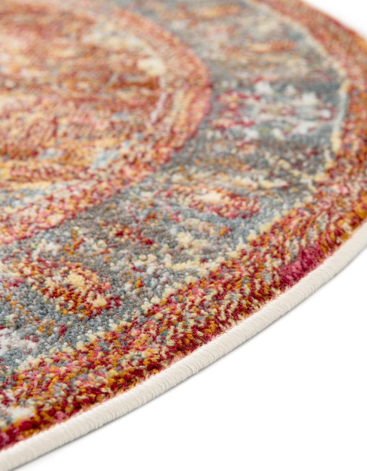 Caribbean Breeze Collection Area Rug -  Vieques Round Rust Red  lifestyle 71
