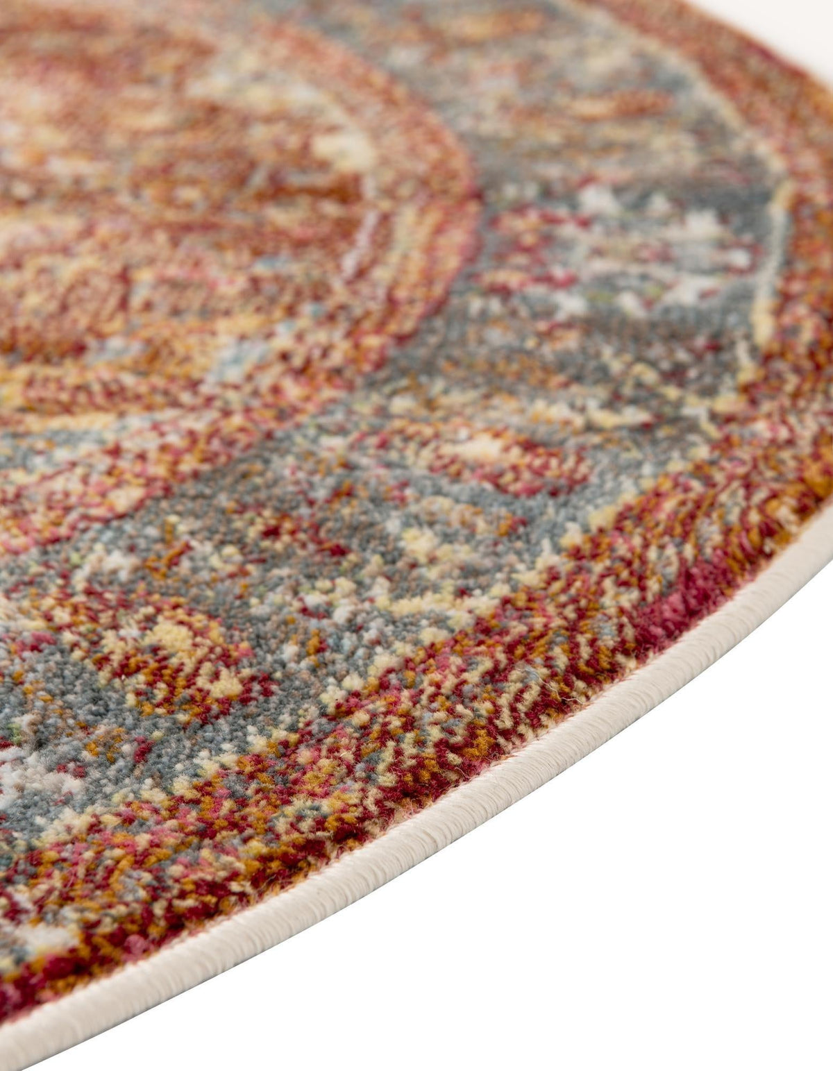 Caribbean Breeze Collection Area Rug -  Vieques Round Rust Red  lifestyle 73
